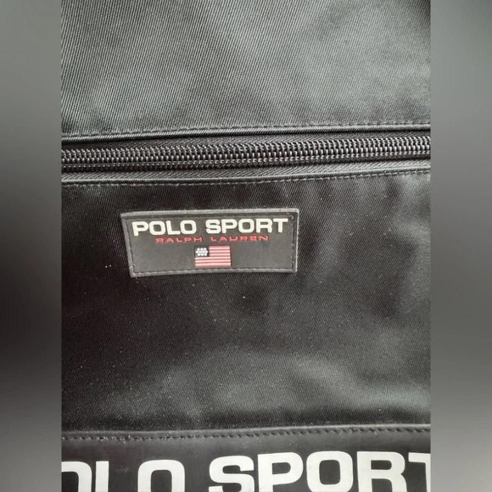 Polo Sport Ralph Lauren Black Nylon Messenger Crossbody Bag American Flag